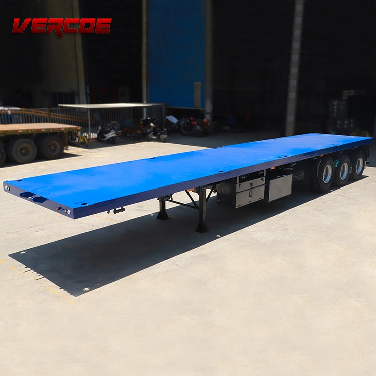 Good Quality Flat Bed Deck Semi Trailer 3 Axle 20FT 40FT 60FT 50FT Container Flatbed Semitruck Trailers for Vehicle