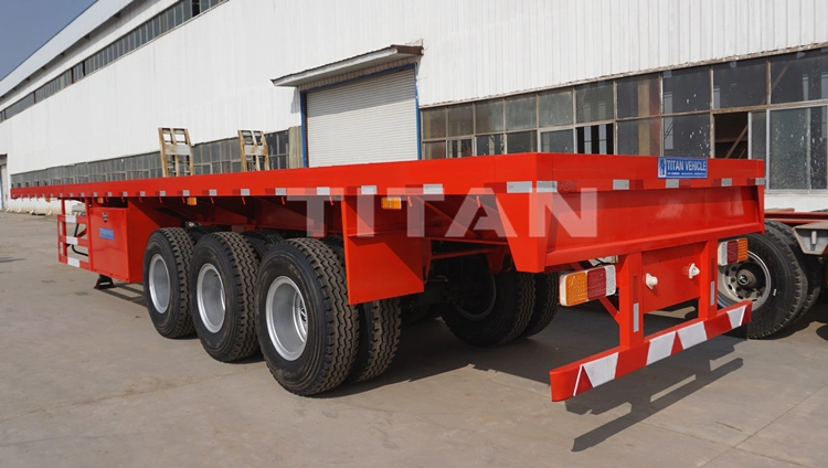 (Spot Discount) China 3/Tri Axles 60 Tons 20/40 Foot FT Container Shipping Flat Deck High Bed Platform Triaxle Flatbed Truck Semi Trailer for Sale Price