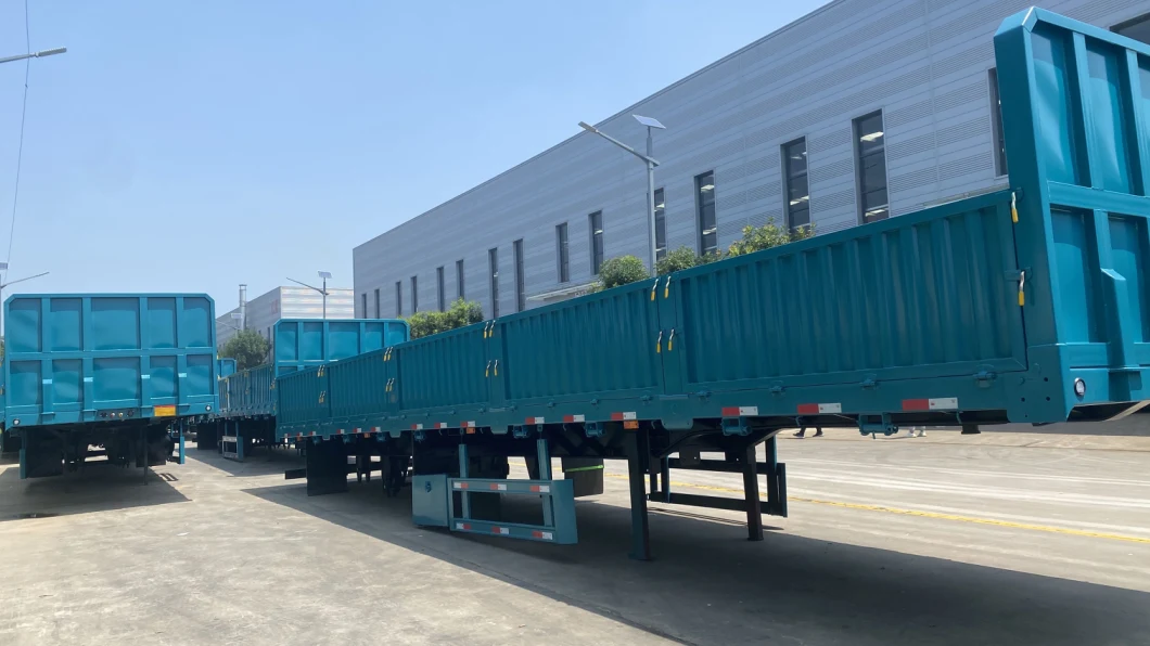 Heavy Duty 2/3/4 Axles 13m 80 Ton Sidewall Container Bulk Cargo Transport Side Drop Side Wall Semi Trailer