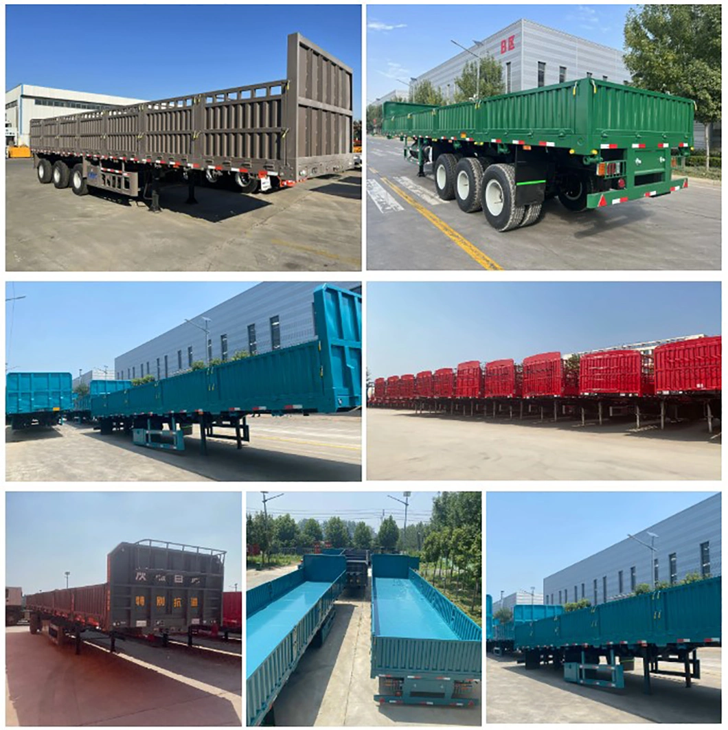 Heavy Duty 2/3/4 Axles 13m 80 Ton Sidewall Container Bulk Cargo Transport Side Drop Side Wall Semi Trailer