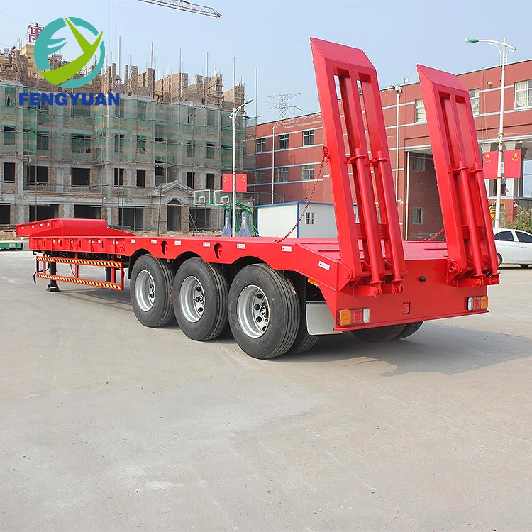 Fengyuan 3 Axle Lowbed Semi Trailer with Automatic Ladder